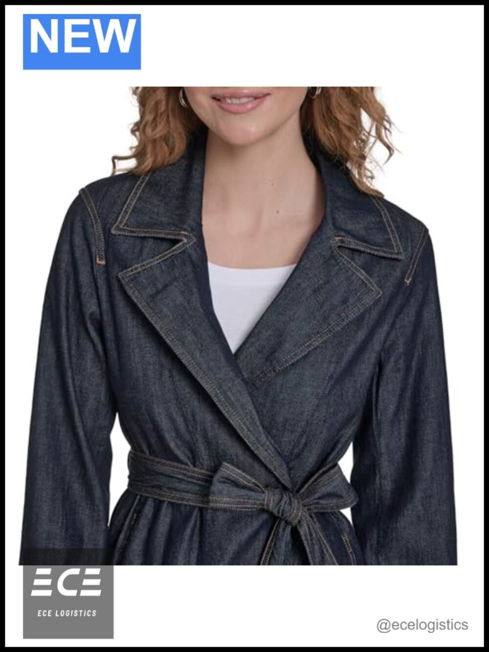 Nautica Denim Jean Trench Jacket Cuff Sleeve Notch Collar Outerwear - Picture 5 of 5